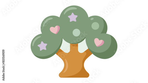 Whimsical Tree Illustration: A charming, stylized illustration of a tree adorned with star and heart, symbolizing growth and nurturing. 