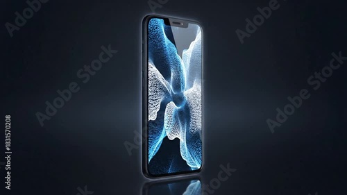 A modern black smartphone glows with a bright outline against a dark, moody background