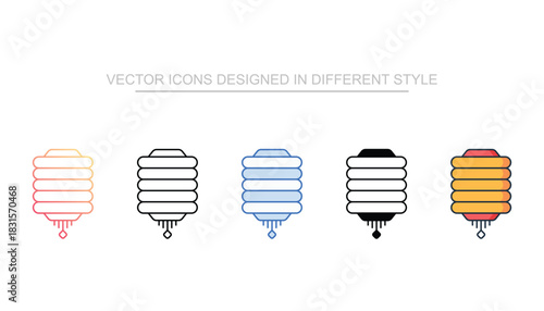 Chinese Lantern icon set vector stock with white background