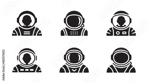 Set of astronaut icons simple flat vector design isolated on white background for web and mobile apps