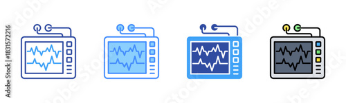 Electrocardiogram Icon, Multi Styles Icon Set