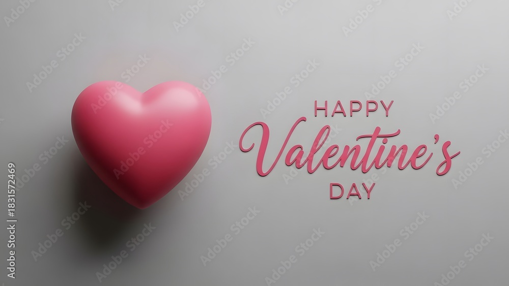 custom made wallpaper toronto digitalPink heart and happy valentines day message on a light gray background