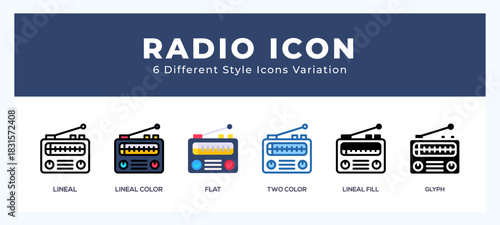 Radio vector icons designed. icon symbol set.