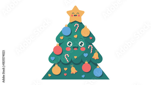 Festive Holiday Tree: A charming animated holiday tree, adorned with cheerful ornaments and a radiant star, embodies the joyous spirit of the festive season. 