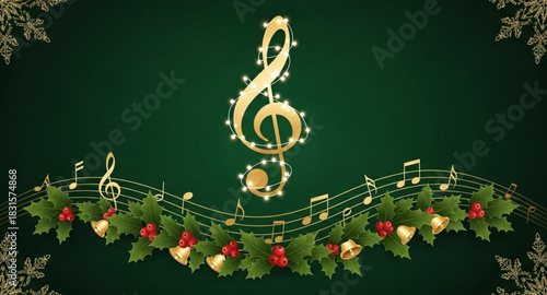 christmas background with golden bells