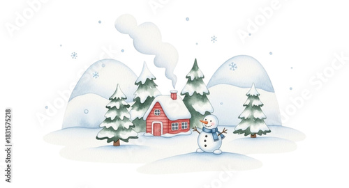 winter landscape with house