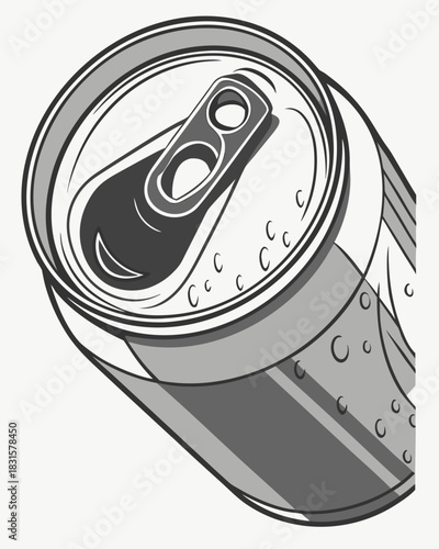 Open Aluminum Drink Can with soda