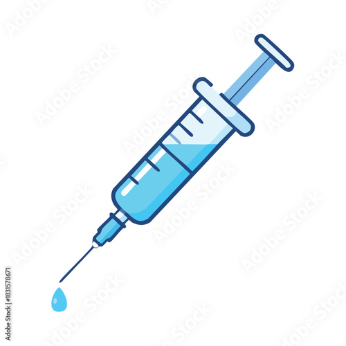 Medical syringe with liquid ready for injection healthcare concept.