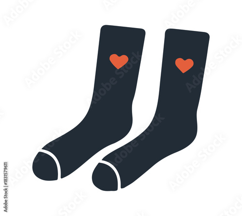 two socks with heart on the upper side simple shape vector illustration on white background