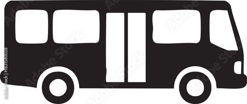 Black Silhouette of Public City Passenger Bus Icon