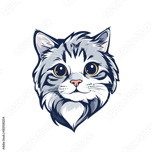 Adorable Fluffy Cat Face with Expressive Eyes.