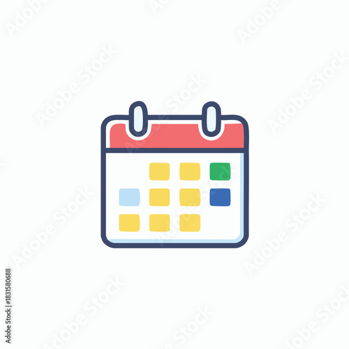 Colorful Calendar Icon with Highlighted Dates for Scheduling and Planning.