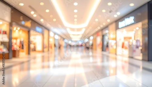 Blurry photo of inside of the mall with bright lights inside of the building