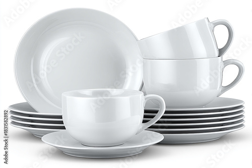 Wallpaper Mural Restaurant Supplies: Commercial-grade, bright white dinner set, ideal for serving. Torontodigital.ca