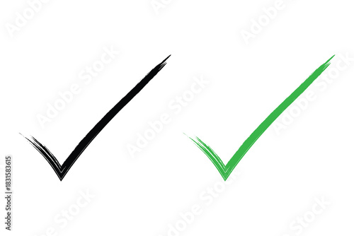 Hand-drawn checkmark icon. Marker check isolated check box checklist. Vector illustration.