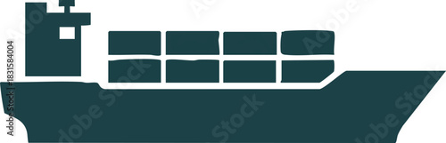 Large Cargo Container Ship Minimalist Icon or Freight Vessel Silhouette