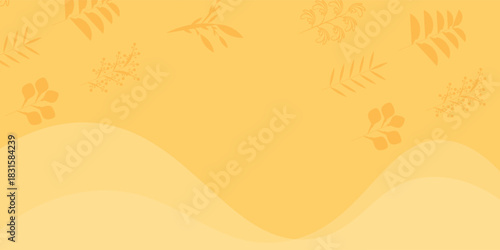Yellow summer tropical background with tropical palm leaves. Minimal summer creative flat design. Vector illustration