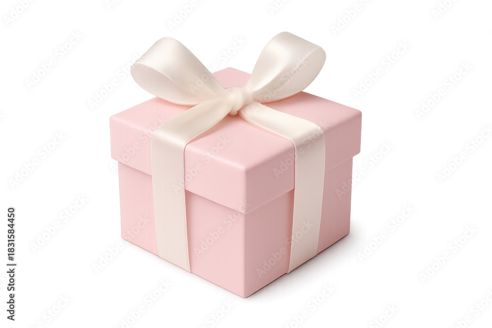 Obraz premium Pink gift box with ribbon and bow on transparent background