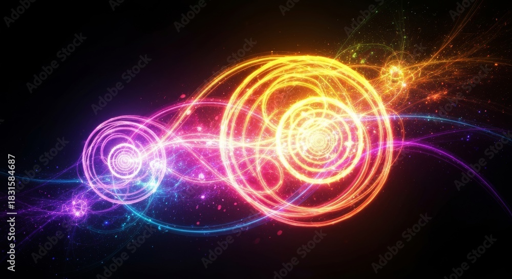 Obraz premium Colorful Energy Waves and Abstract Light Patterns in Motion