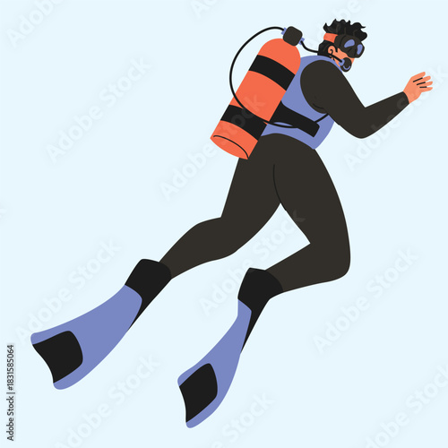 Diving smooth and controlled fin kicks as the diver moves forward with confidence illustration
