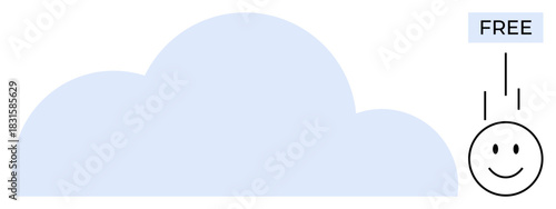 Cloud storage concept. Cloud design showing data accessibility with free access and smiling face icon. Cloud storage enables data sharing, free services, and user satisfaction. Ideal for IT, tech