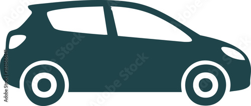 Compact Hatchback Car Icon or Minimalist Vehicle Silhouette
