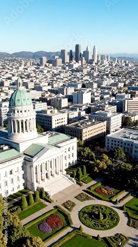 Cityscape featuring dome topped building and skyscrapers