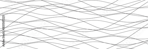 Abstract Black Lines, White Background, Curvy Shapes, Minimalist Visuals, Graphic Design, creating visual interest and depth through simple lines for various design projects