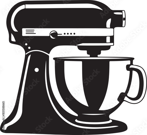 Classic stand mixer silhouette kitchen appliance for baking and cooking