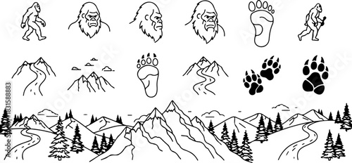 Bigfoot Silhouette Forest Bundle