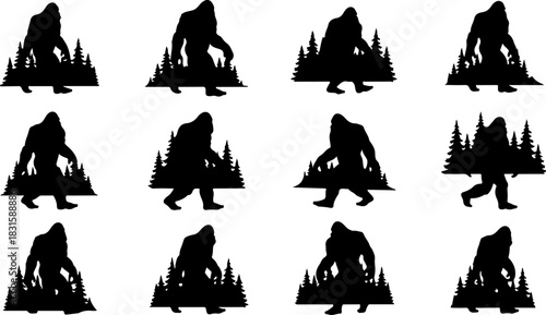 Bigfoot Silhouette Forest Bundle