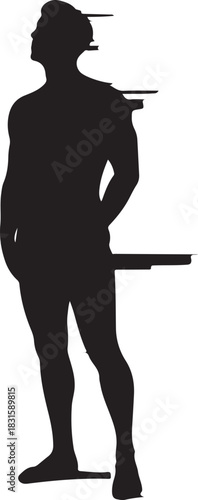 Silhouette of a muscular man with hands on hips