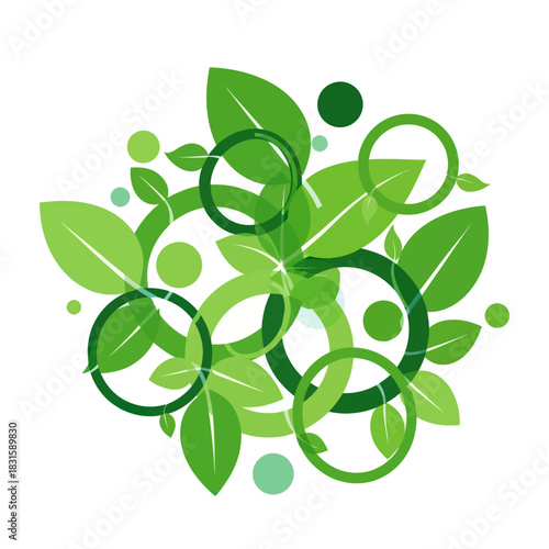 Green Leaves and Circles - An Eco-Friendly Design.
