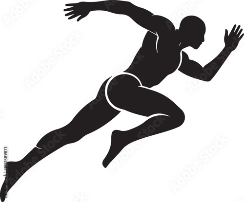 Silhouette of a male athlete running at full speed in a dynamic pose