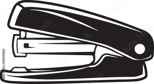 Black and white illustration of a classic office stapler