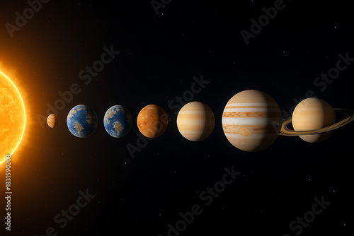 Solar system planets aligned in space showing orbits, astronomy facts, cosmic science, planetary order, space exploration and educational visuals people search to learn about the universe