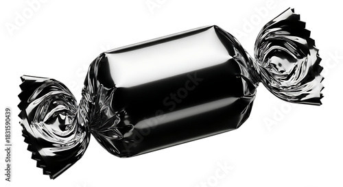 Single wrapped candy in black and white with dramatic lighting