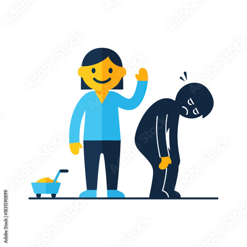 Person offering help to another who is struggling.