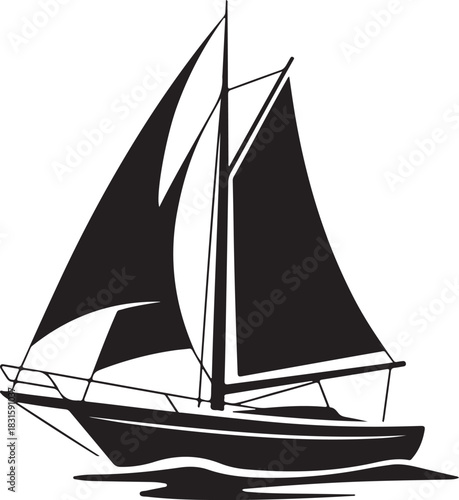 Classic silhouette of a sailboat on the water