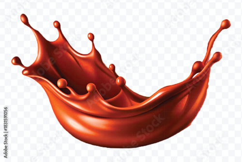 abstract 3d liquid chocolate with cream milk splash in different style isolated on transparent background	