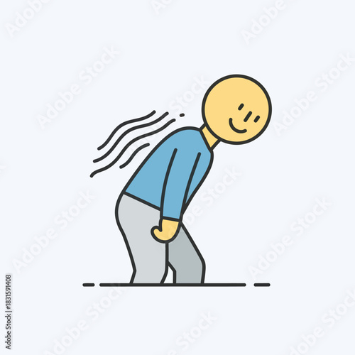 Simple cartoon illustration of a person suffering from back pain.