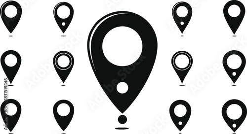 Map pin icon. location pin place marker. Location icon. Map marker pointer icon set. GPS location symbol collection. Modern map markers. Vector icon isolated on transparent background.