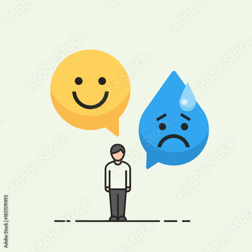 Person dealing with conflicting emotions of happiness and sadness.