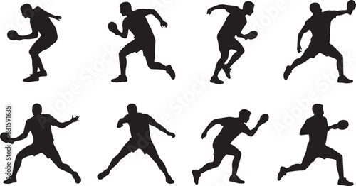 Collection of silhouettes of baseball players in action poses