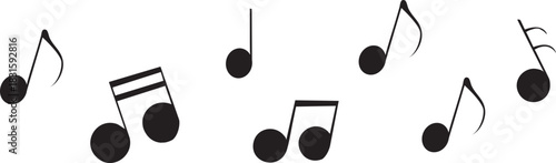 Vector flying notes isolated on white background