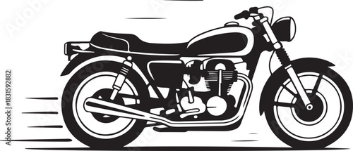 Classic motorcycle in motion with speed lines illustration
