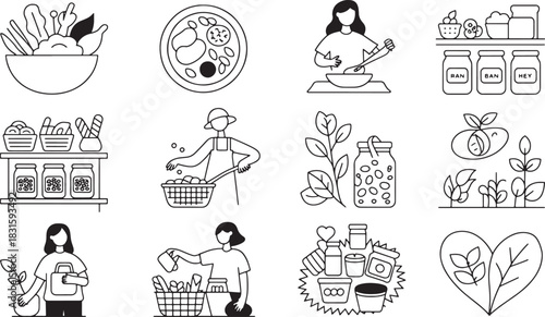 Preserving food and homemade products in jars and preparing meals