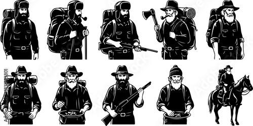 Firefighter Hero Silhouette Set with Rescue and Emergency Gear