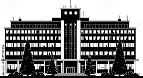 United States Capitol Outline Icon, Washington D.C. Landmark Illustration, Neoclassical Architecture Vector, Government Power and Legislative Symbol, Historic Building Design.