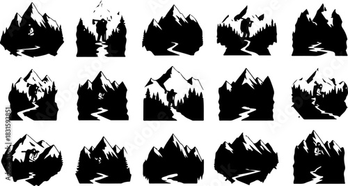 Firefighter Hero Silhouette Set with Rescue and Emergency Gear